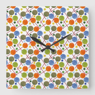 Horloge Carrée Motif de bonbons motif Lollies lollipop 61