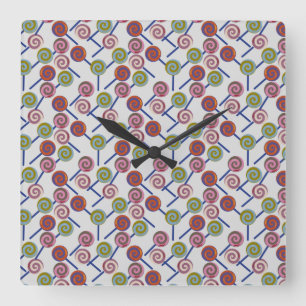Horloge Carrée Motif de bonbons motif Lollies lollipop 8