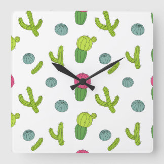 Horloge Carrée Motif de Cactus du désert