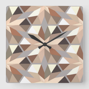 Horloge Carrée Motif de couleurs naturelles géométriques