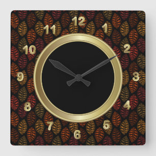 Horloge Carrée Motif de feuille d'automne d'automne