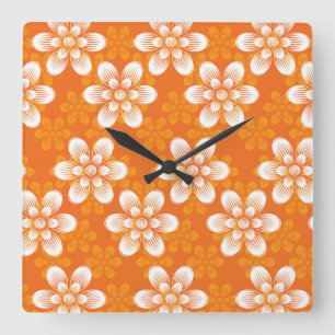Horloge Carrée Motif de fleurs