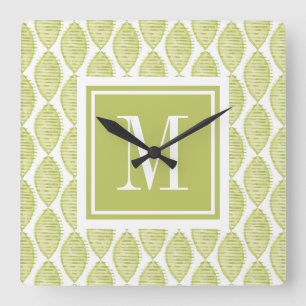 Horloge Carrée Motif de fleurs du monogramme   Hygge