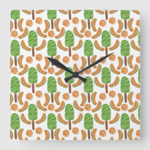 Horloge Carrée Motif de glace   Motif de sucettes   Sucette 17