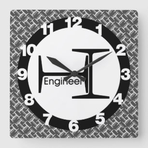 Horloge Carrée Motif de l'ingénieur de poutres en acier