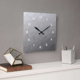 Horloge Carrée Motif de maille géométrique à dégradé gris