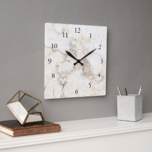 Horloge Carrée Motif de marbre blanc élégant élégant moderne