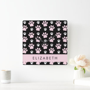 Horloge Carrée Motif De Pailles, Pailles Roses, Pailles De Chien,