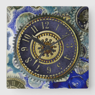 Horloge Carrée Motif de réverbère Steampunk
