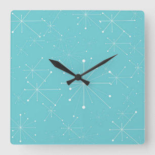Horloge Carrée motif de style de les années 50 rétro