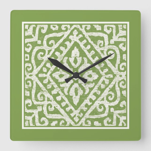 Horloge Carrée Motif de vert d'Amadora (Recto)