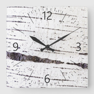 Horloge Carrée motif d'écorce