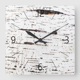 Horloge Carrée Motif d'écorce de bouleau