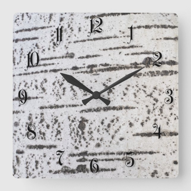 Horloge Carrée Motif d'écorce de bouleau (Recto)