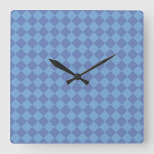 Horloge Carrée Motif Diamond du Vérificateur bleu