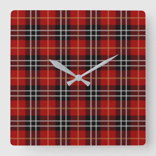 Horloge Carrée motif écossais de plaid