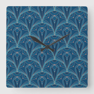 Horloge Carrée Motif géométrique Art Déco répétitif