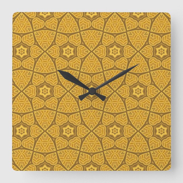 Horloge Carrée Motif géométrique moderne ethnique (Recto)