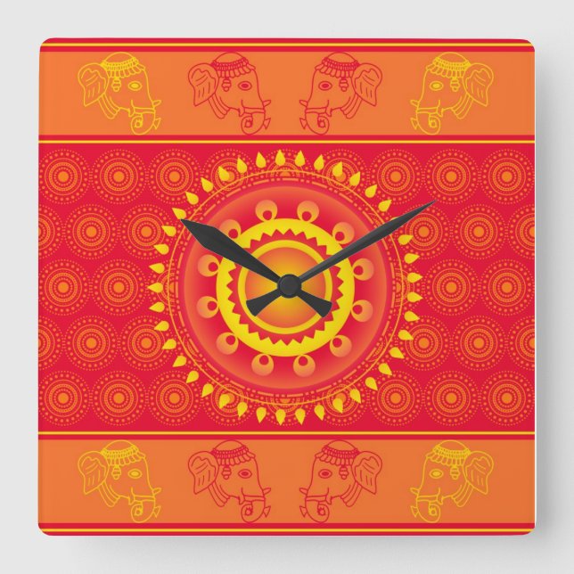 Horloge Carrée Motif indien (Recto)