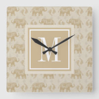 Motif kaki de caravane d'éléphant du monogramme |