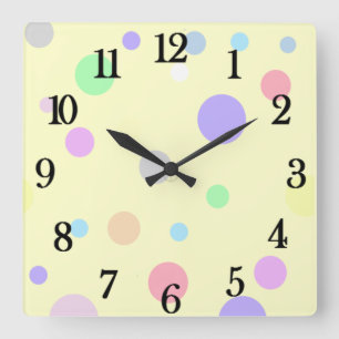 Horloge Carrée Motif Pastel à Points