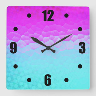 Horloge Carrée Motif pourpre Girly de Bokeh de mosaïque d'Ombre