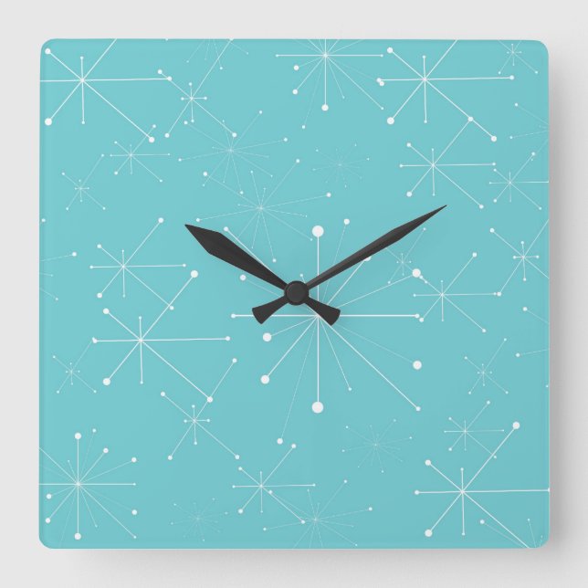 Horloge Carrée Motif rétro style les années 50 (Recto)