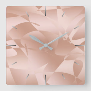 Horloge Carrée Motif rose d'or d'en cuivre élégant élégant
