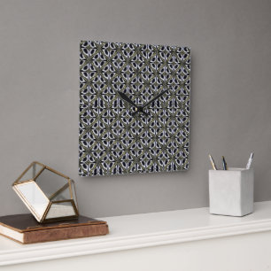 Horloge Carrée Motif rythmique géométrique abstrait moderne 1282