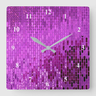 Horloge Carrée Motif Shimmer de bloc violet