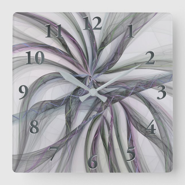Horloge Carrée Motions Filigree Moderne Abstrait pivotant Fractal (Recto)