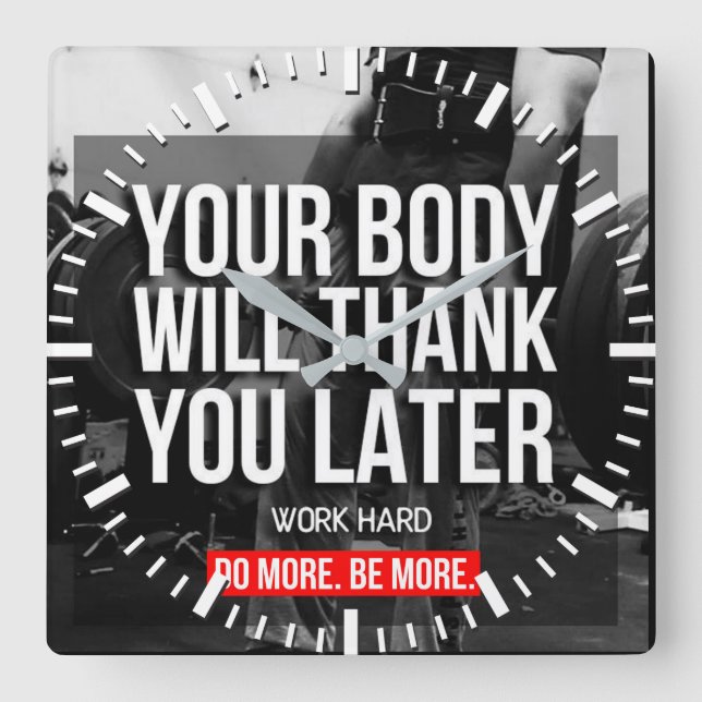 Horloge Carrée Motivation de l'entraînement (Recto)