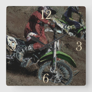 Horloge Carrée Motocross Dirt-Bike Champion Racer