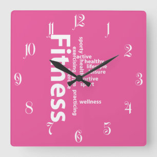 Horloge Carrée Mots fitness