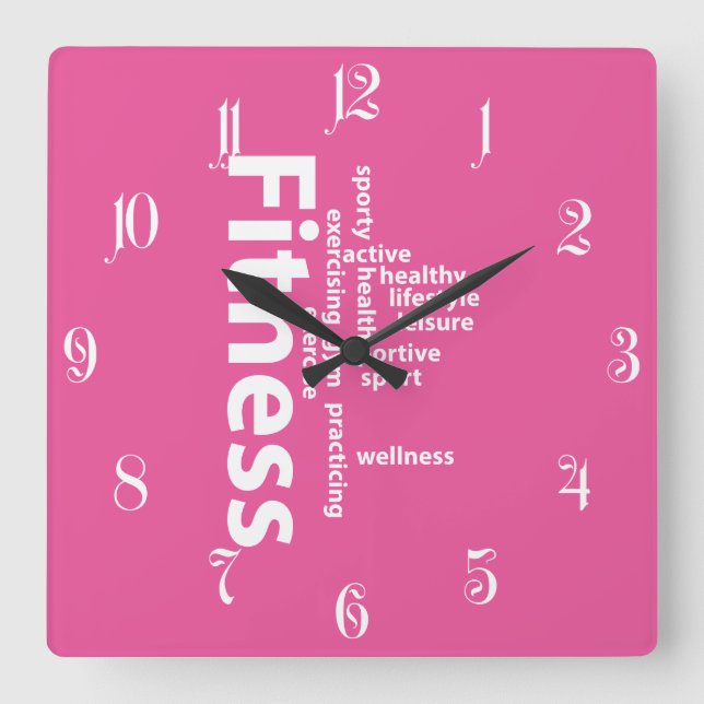 Horloge Carrée Mots fitness (Recto)