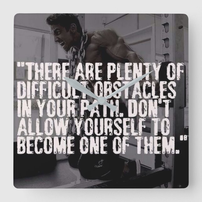 Horloge Carrée Mots Inspirationnels - Obstacles (Recto)