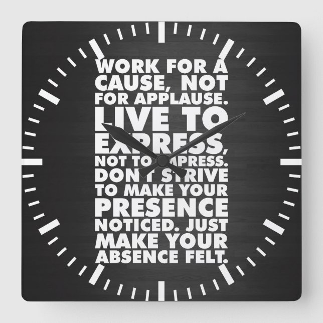 Horloge Carrée Mots Motivationnels (Recto)