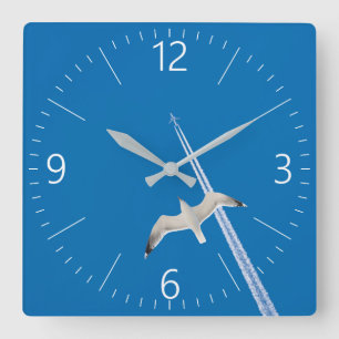 Horloge Carrée Mouette et avion
