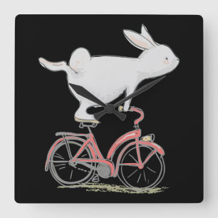 Horloge Carrée Moulin De Lapin Sur Vélo À Vélo