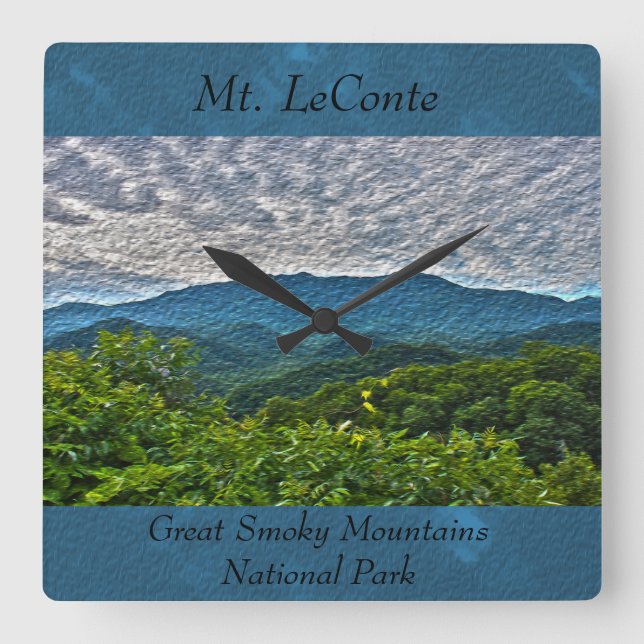 Horloge Carrée Mt. LeConte Great Smoky Mountains Clock (Recto)