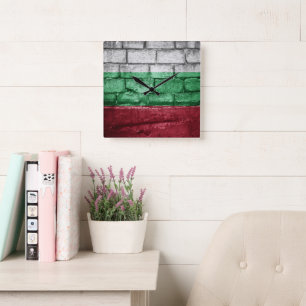 Horloge Carrée Mur drapeau de Bulgarie