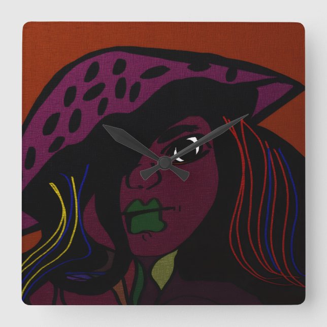 Horloge Carrée Mushroom Girl  (Recto)