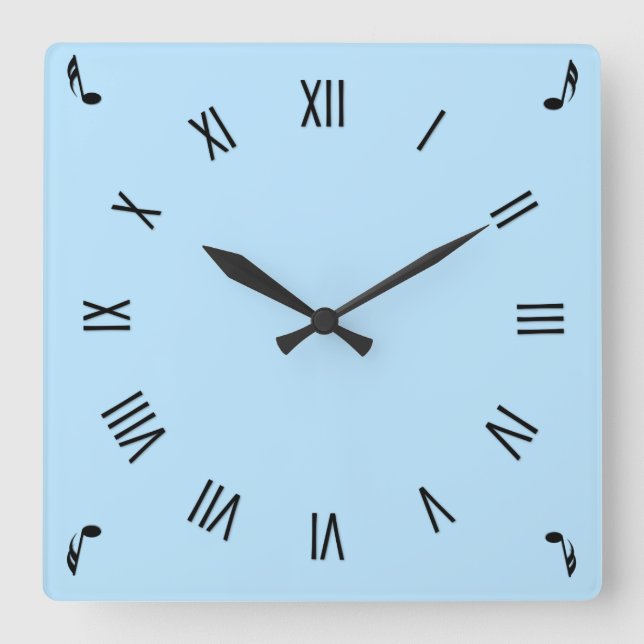 Horloge Carrée Music Notes Corners Roman Numeral (Recto)
