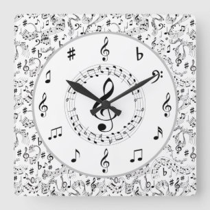Horloge Carrée Music, notes musicales