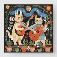 Musical Cats Folk Art