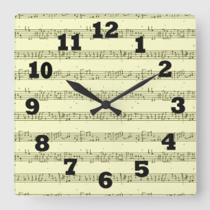 Horloge Carrée Musique de feuille