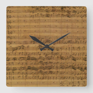 Horloge Carrée Musique de feuille ancienne par Johann Sebastian B