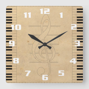 Horloge Carrée Musique Inspirée Vintage