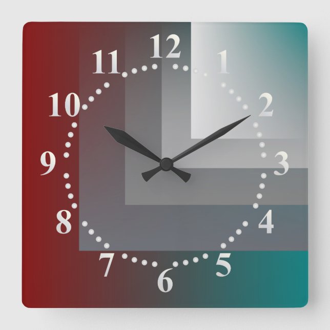 Horloge Carrée N - Bourgogne gris turquoise (Recto)