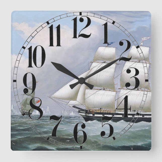 Horloge Carrée Navires baleiniers allemands Diana & Anne 1800 (Recto)